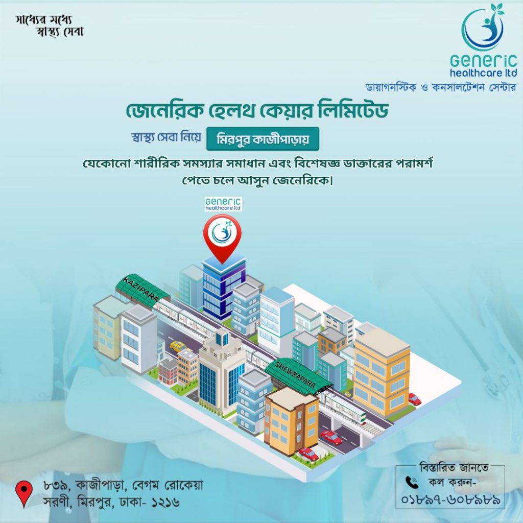 সাধ্যের মধ্যে স্বাস্থ্য সেবার প্রত্যয় নিয়ে জেনেরিক হেলথ কেয়ার রয়েছে আপনার পাশে!